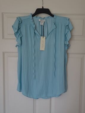 Rachel Zoe Ruffle Sleeve Tie-Neck Blouse